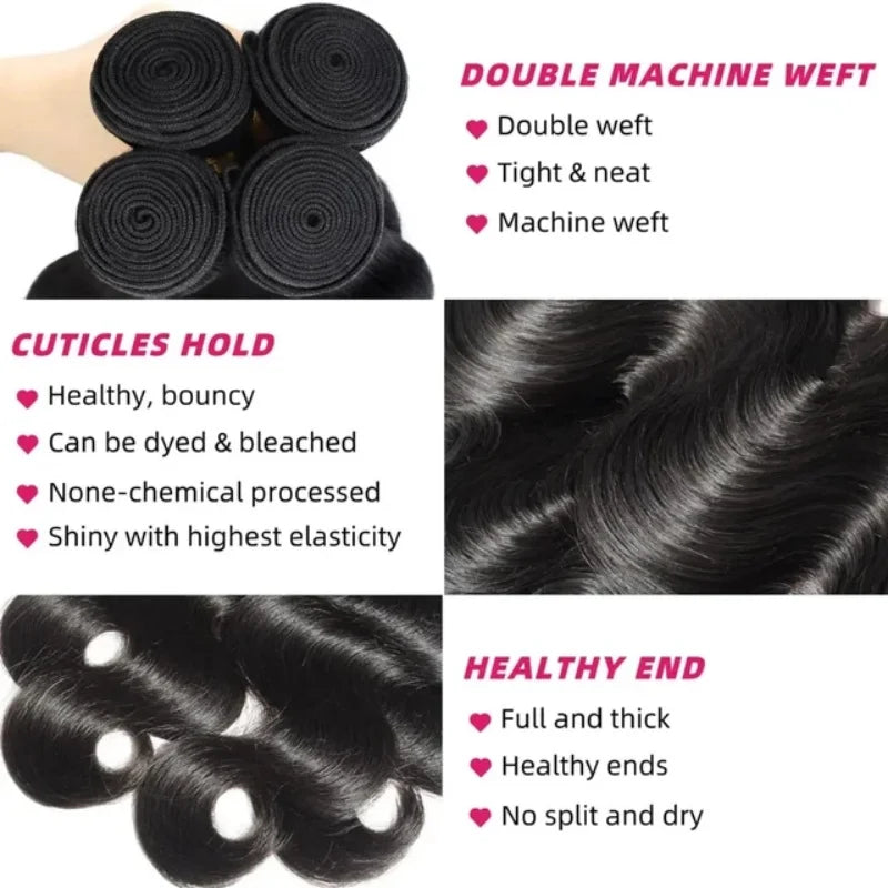 Body Wave Human Hair Bundles – 42 Inch 12A Brazilian Virgin